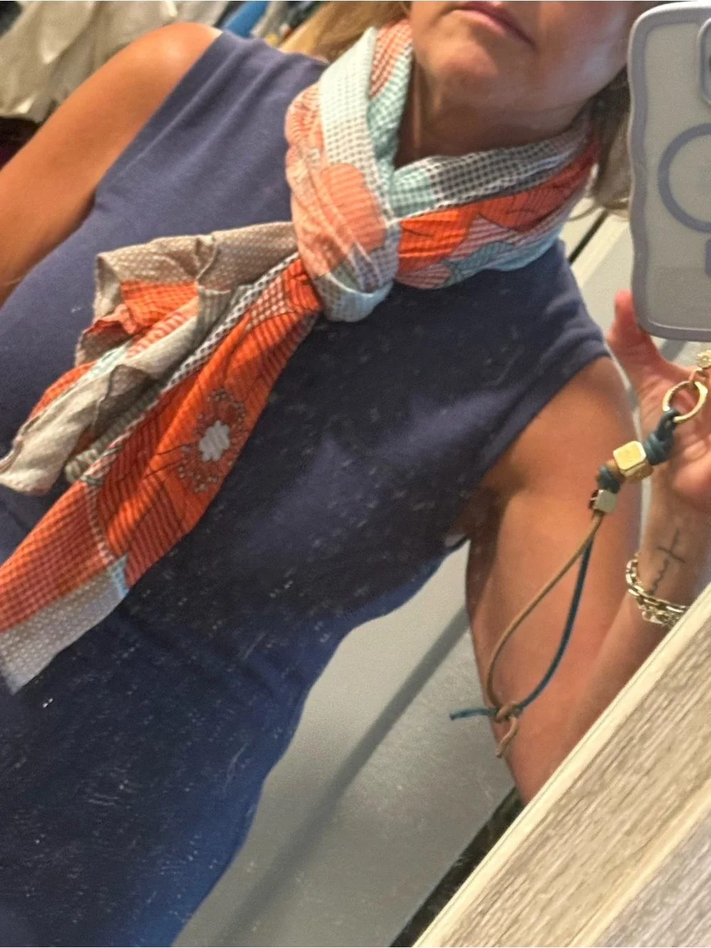 Cabi Gingham Floral Scarf Spring 2018 - RARE!